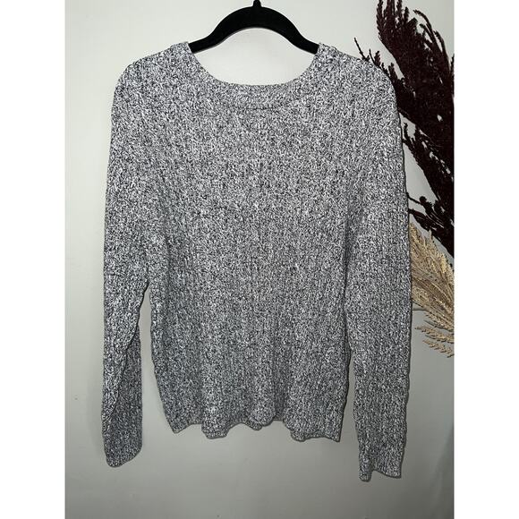 Karen Scott black & white heathered knit pullover sweater size L - XL EUC - Picture 1 of 5